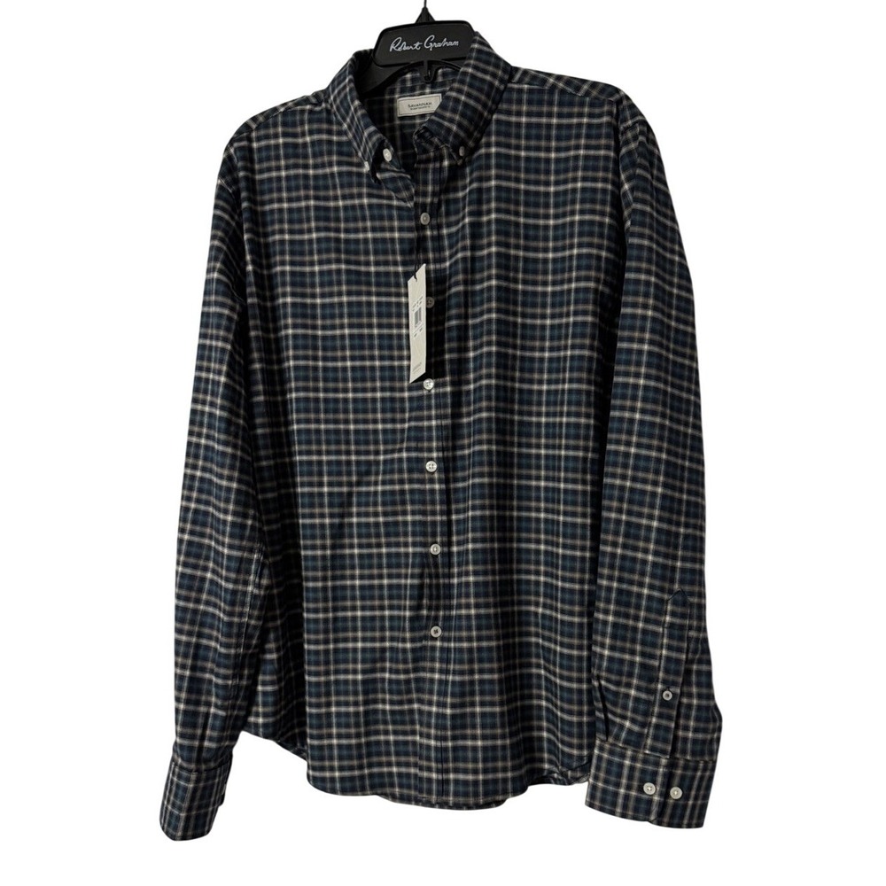 NWT Savannah‎ Mens Long Sleeve Button Front Plaid Casual Shirt Size XL